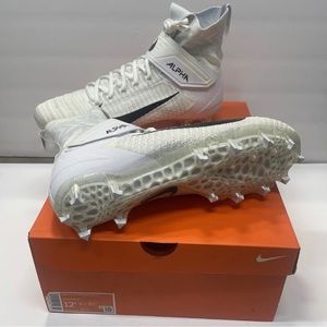 Nike Alpha Menace Elite 2 Flyknit White AO3374-101 Football Cleats 12.5 READ⬇️⬇️
